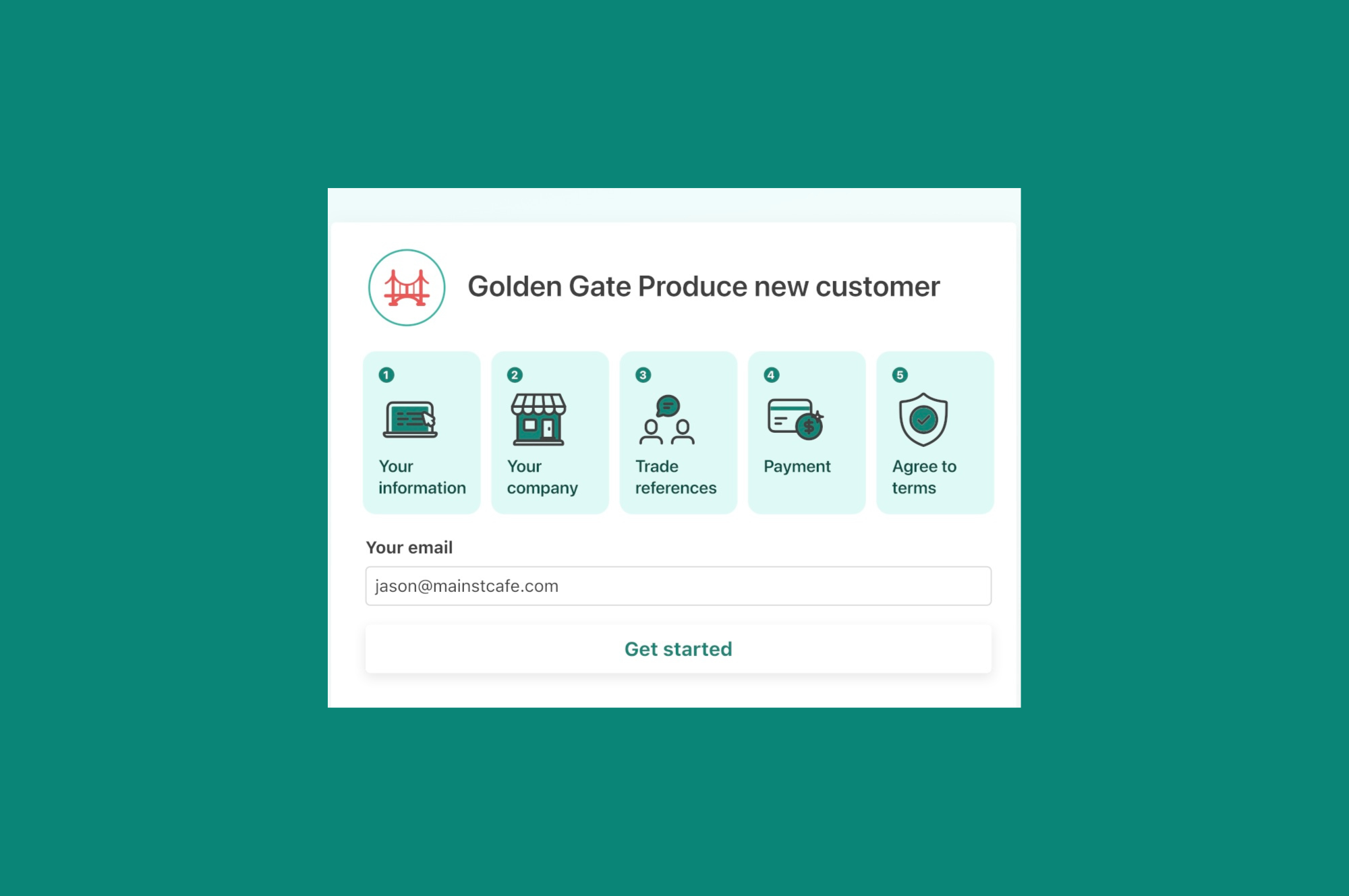 Wholesail's new customer form 