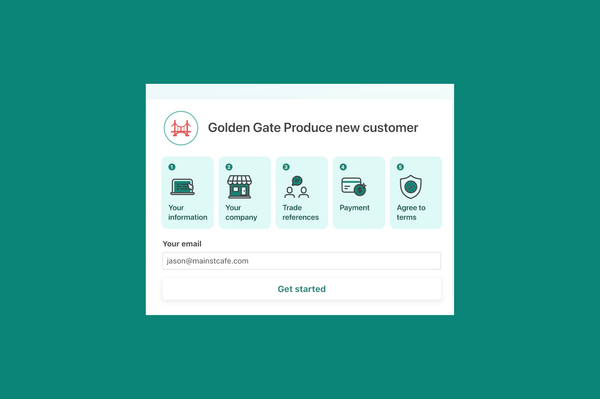 Wholesail's new customer form 